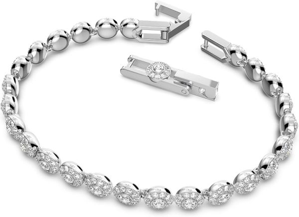 Swarovski Una Angelic Tennis Bracelet, Clear circle-cut Swarovski Crystals with Matching Crystal Pavé on a Rhodium Tone Finish Setting, Part of the Swarovski Una Angelic Collection - Image 2